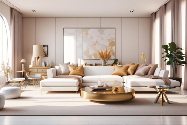 Zdjęcie realistyczna nowoczesna sypialnia podwójna z meblami i ramką