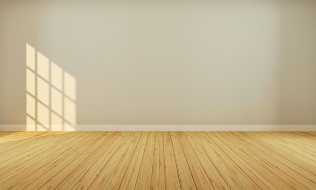 Realistyczna Nowożytna neutralna Pusta Izbowa wnętrze przestrzeń z Beżową kolor ścianą z drewnianą podłoga renderingiem 3d