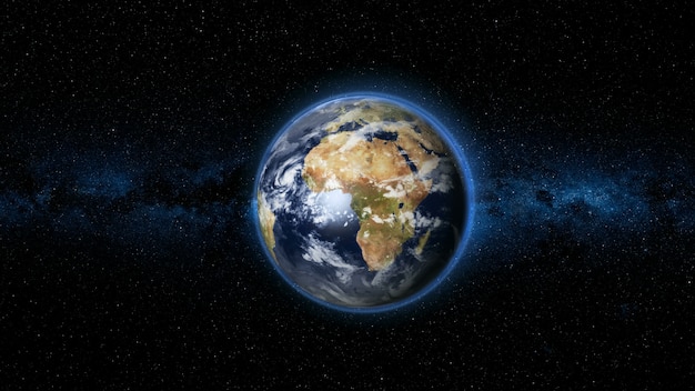 Realistyczna planeta Ziemia na tle gwiazdowego nieba