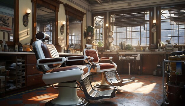 Zdjęcie realistyczna profesjonalna sesja zdjęciowa nowoczesnego salonu fryzjerskiego