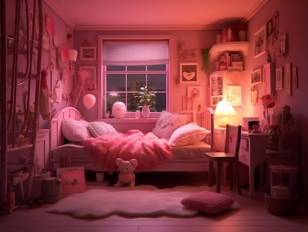 Realistyczna różowa sypialnia dla lalek