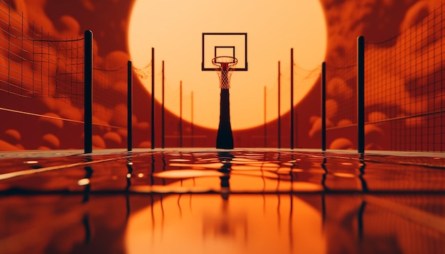 Realistyczna sesja zdjęciowa gry w koszykówkę