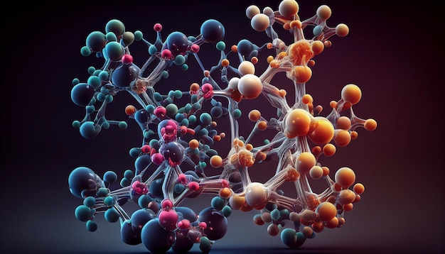 Realistyczna struktura molekuły i komunikacji DNA atom neurony Generative AI