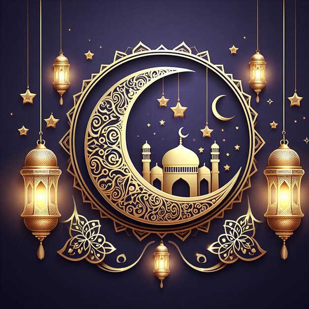 Realistyczna trójwymiarowa ilustracja Ramadan Kareem