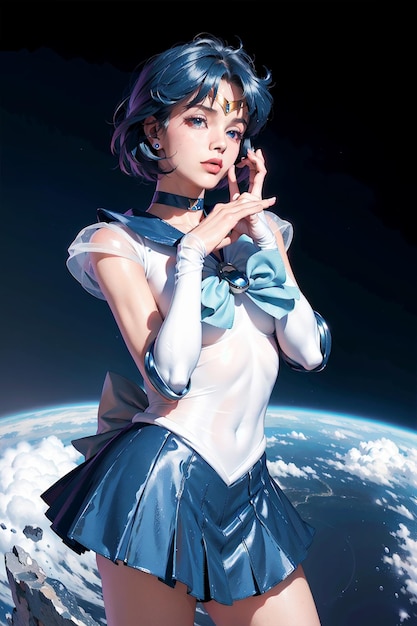 Zdjęcie realistyczna twarz ai sailor mercury