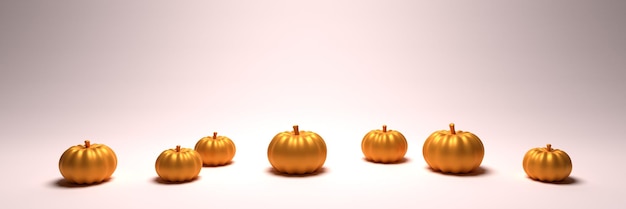 Realistyczna Złota Dynia Na Białym Tle święto Dziękczynienia Halloween Banner Z Dynią Jesień 3d Re