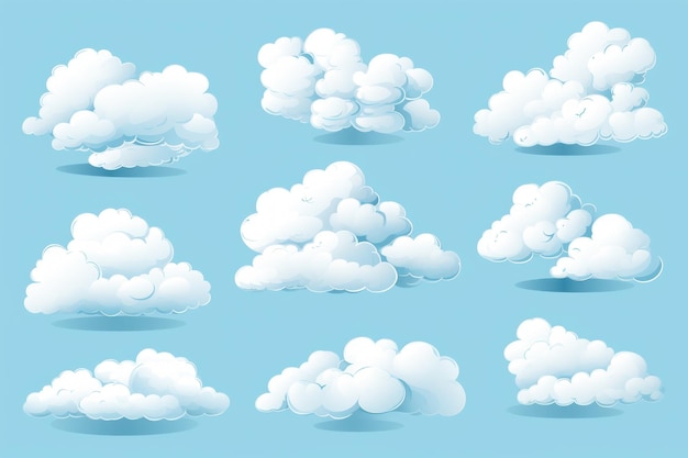Realistyczne chmury w płaskim stylu minimalistycznym Wygenerowano sztuczną inteligencję