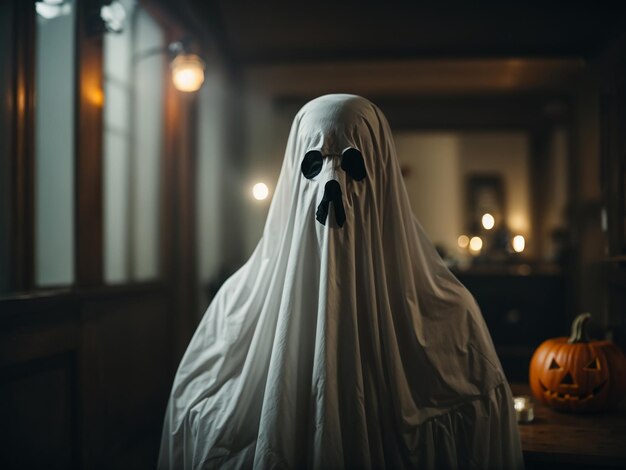 Realistyczne duchy z dekoracjami na Halloween