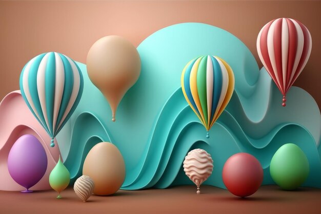 Realistyczne kolorowe balony ilustracyjne AI generatywne