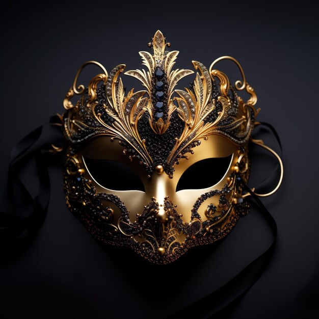 Zdjęcie realistyczne luksusowe maski karnawałowe abstrakcyjne niewyraźne tło generatywne ai