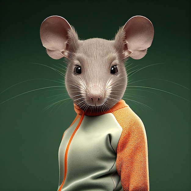 Zdjęcie realistyczne myszy roden w sportowym sportowym stroju ćwiczeniowym