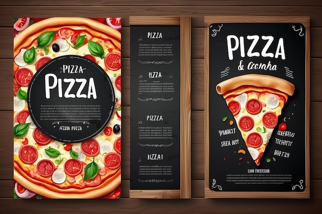 Realistyczne Pizza Pizzeria ulotka wektorowe tło Dwa pionowe Pizza