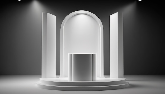 Realistyczne podium z białym motywem 3D do wyświetlania produktów