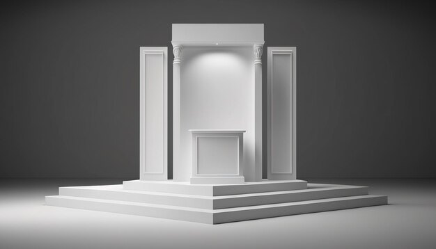 Realistyczne podium z białym motywem 3D do wyświetlania produktów