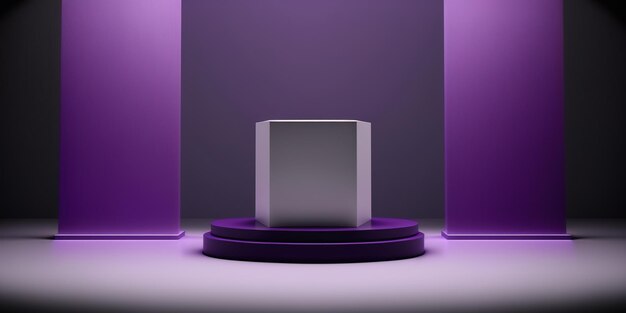 Realistyczne podium z fioletowym motywem 3D do wyświetlania produktów