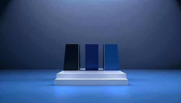 Realistyczne podium z niebieskim motywem 3D do wyświetlania produktów