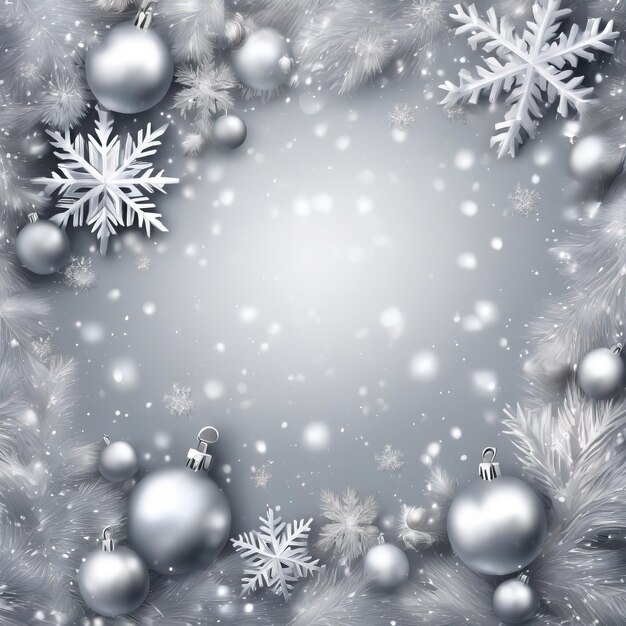 Realistyczne śnieżne tło Brązowe przedmioty kolorowe o Bożym Narodzeniu Niebieski Czerwony Biały Srebro Goold Fioletowy