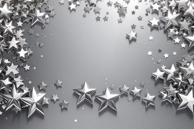 Zdjęcie realistyczne srebrne gwiazdy na tle