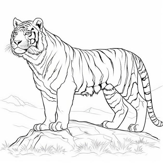 Realistyczne strony do malowania Tygrysa Ciemno fioletowy i bursztynowy