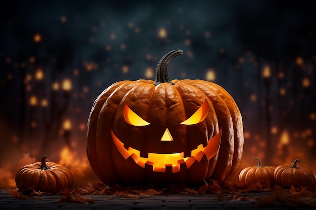 Realistyczne tło dyni Halloween Obejmij upiorny sezon stworzony za pomocą generatywnej sztucznej inteligencji