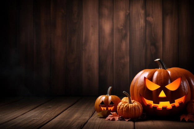 Realistyczne tło dyni Halloween Obejmij upiorny sezon stworzony za pomocą generatywnej sztucznej inteligencji