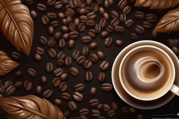 Zdjęcie realistyczne tło kawy z rysunkami
