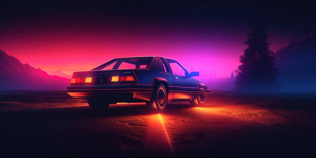 Realistyczne tło retro Synthwave