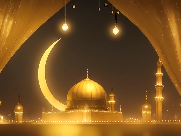 Realistyczne złote światła na tło Eid Mubarak