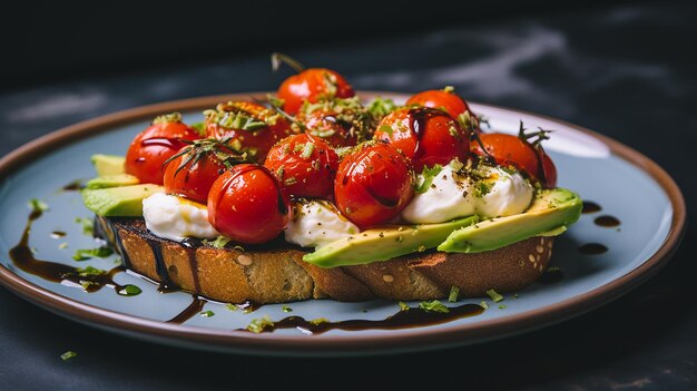 Realistycznie wyglądający chleb z awokado i mozzarellą