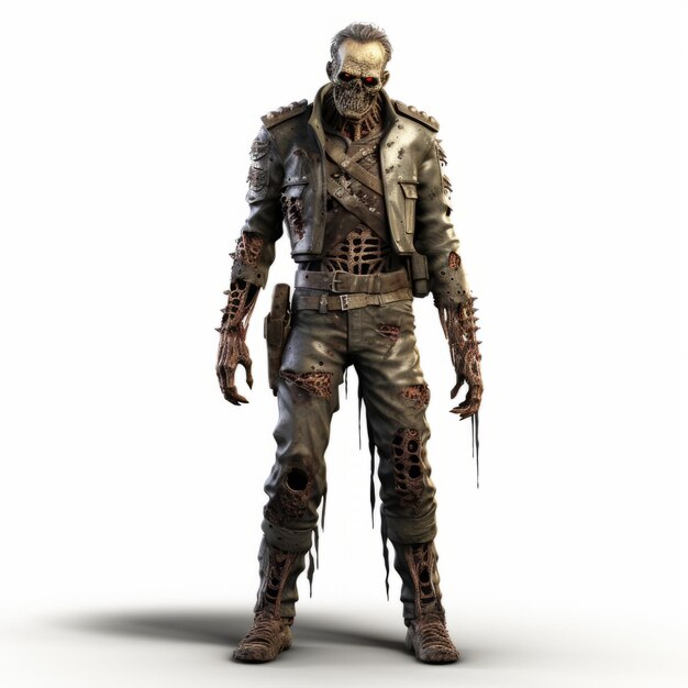 Zdjęcie realistyczny 3d zombie commander in armor teethcore rendering
