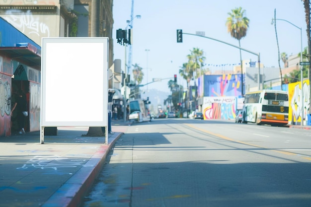 Realistyczny billboard na przystanku autobusowym w Los Angeles w Kalifornii do stworzenia makiety marketingowej