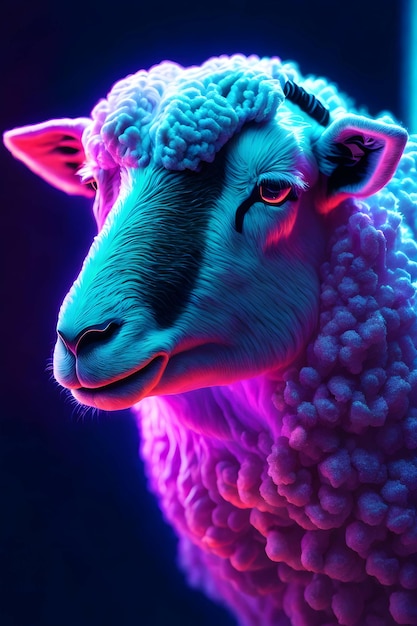 realistyczny efekt neonowy owiec w tle