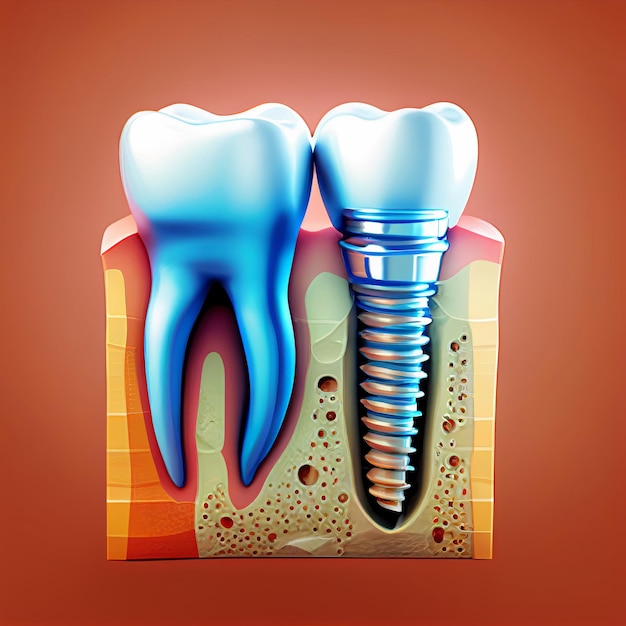 Realistyczny implant dentystyczny i generatywna sztuczna inteligencja toothxAillustration