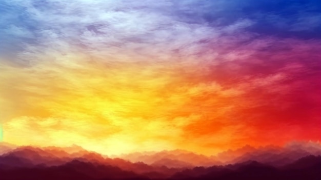 Zdjęcie realistyczny jasny panoramiczny obraz zachodu słońca