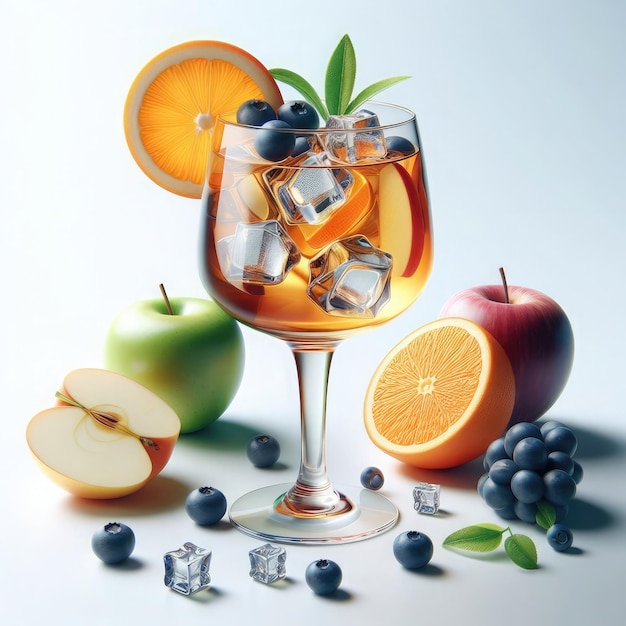 Realistyczny koktajl z kolorowymi owocami na szklance