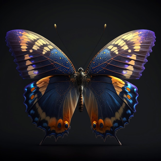 Realistyczny motyl ilustracja czarne tło