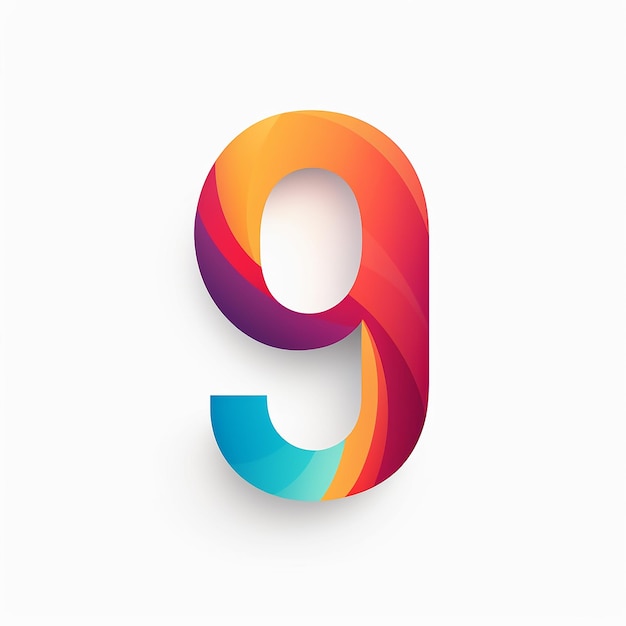 Realistyczny numer 9 z ogólnym płaskim ilustracyjnym kolorowym logo