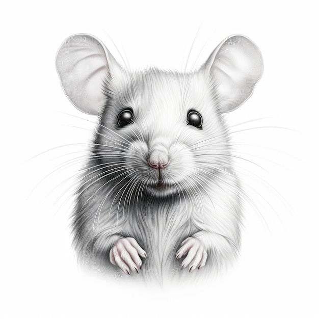 Realistyczny Portret Myszy Tatuaż Rysunek Na Białym Tle