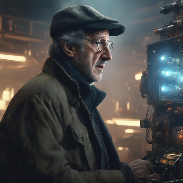 realistyczny portret znanej osoby lub kinowy film celebryty epicki film Stevena Spielberga 4K 757