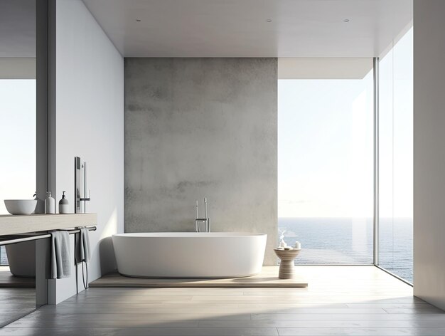 Zdjęcie realistyczny projekt wnętrz łazienka z wanny nowoczesny minimalistyczny projekt generatywny ai