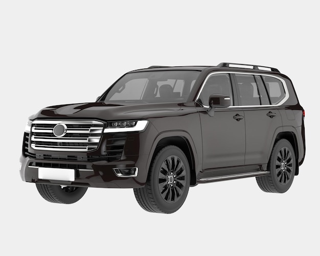 Realistyczny samochód SUV na białym tle na ilustracji renderowania 3d