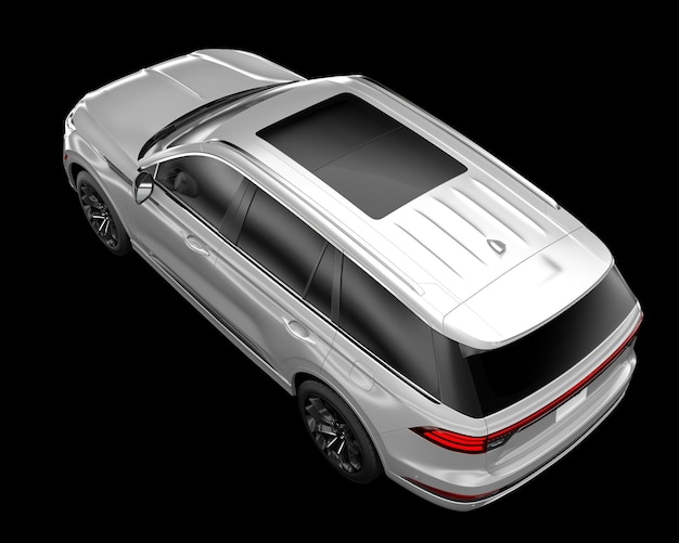 Realistyczny samochód SUV na białym tle na ilustracji renderowania 3d