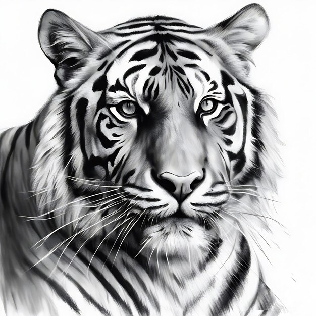 Realistyczny szkic tygrysa na białym tle
