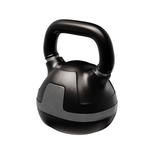 Realistyczny Szorstki Czarny Kettlebell Odizolowany Na Białym Tle Koncepcja ćwiczenia Ilustracja 3d