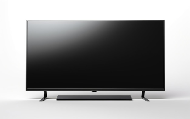 Zdjęcie realistyczny telewizor z płaskim ekranem 8k na ścianie w kolorze białym