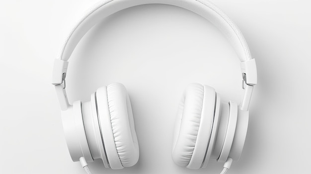 Realistyczny wzór pary słuchawek z kablem izolowanym na białym tle