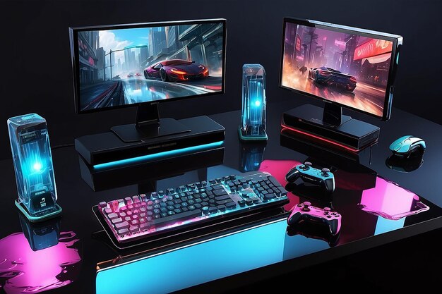 Zdjęcie realizm odbicia glossy peripherals showcase