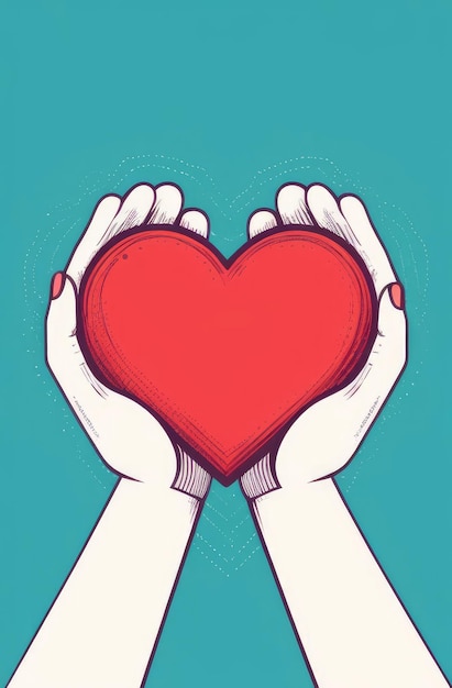 ręce kobiety dając czerwone serce miłość romantyczną ilustrację koncepcja st walentynki