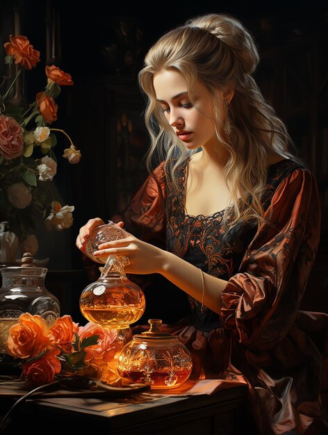 Ręce kobiety nalewają herbatę do szklanki