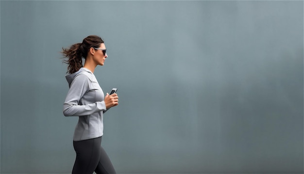 Ręce kobiety z smartfonem w zbliżeniu biegnąca kobieta trzymająca telefon